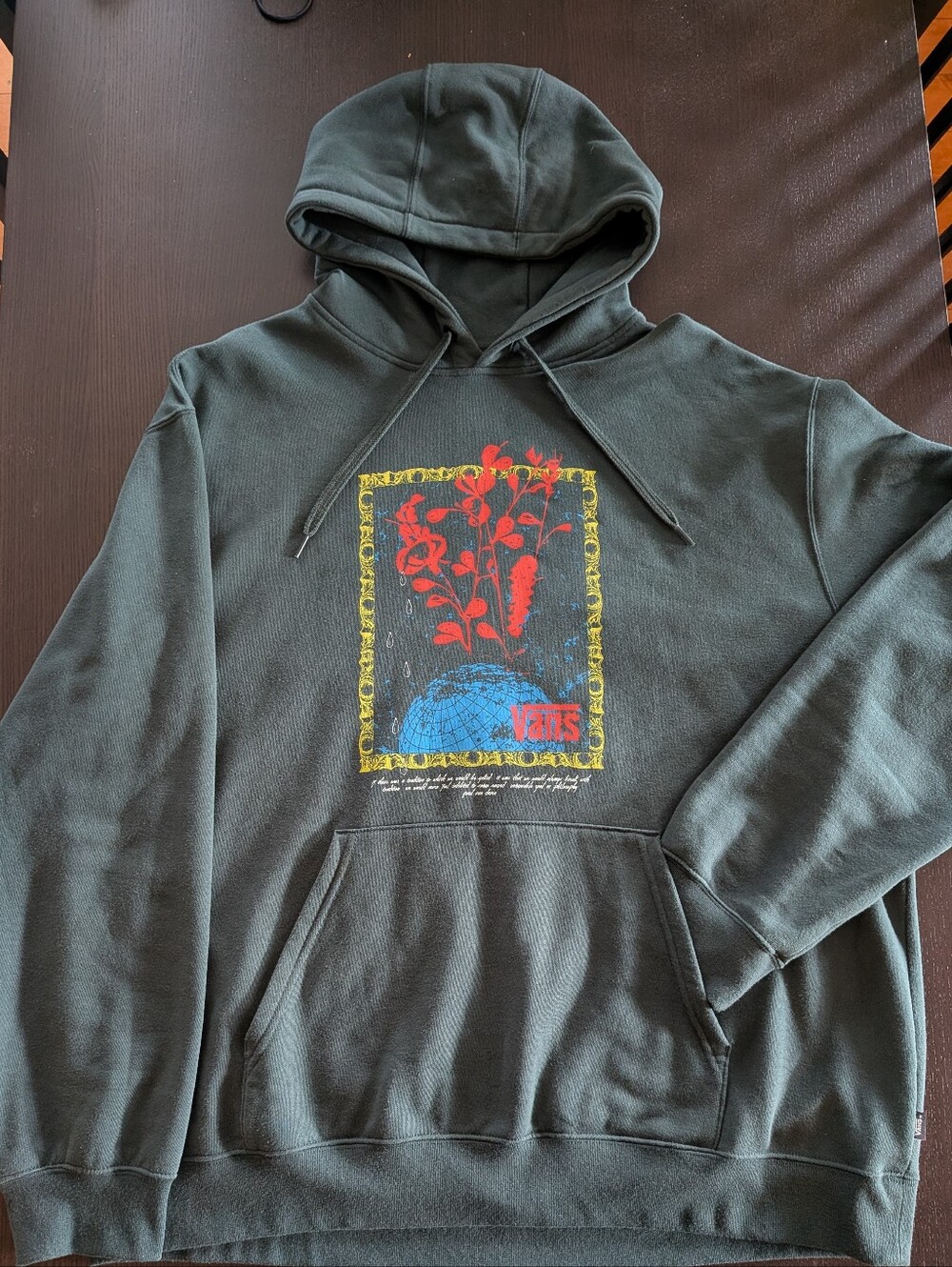 Vans Tear Globe Graphic Hoodie Bistro Green Men's XL Like New